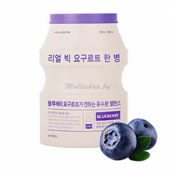 Маска для лица с йогуртом A`PIEU Real Big Yogurt Bottle Mask Sheet - 04. Blueberry – с экстрактом черники